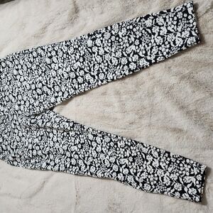 Floral Black and White Pants